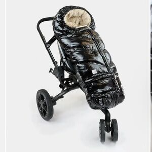 7AM ENFANT black evolution blanket 212 Shiny Puffer Stroller Footmuff Sherpa EUC
